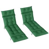 Outsunny Garden Lounge Chair Cushions Set of 2, 220gsm Fabric, Green