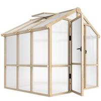 Outsunny 6.6 x 6ft Wooden Polycarbonate Greenhouse with Lockable Door, Brown