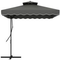 Outsunny 2.5m Square Cantilever Garden Parasol Umbrella with Cross Base, Grey