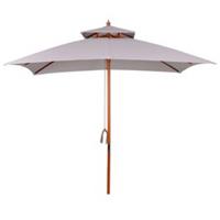 Outsunny 3(m) Wood Square Umbrella Garden Market Parasol Sunshade Grey