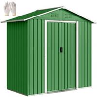 Outsunny 6.5x3.5ft Metal Garden Shed for Garden, Green, Refurbished