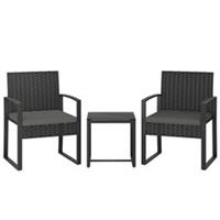 Outsunny Rattan Bistro Set, 3 PCS Garden Furniture w/ Cushion, Grey, Refurbished