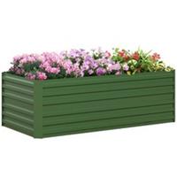Outsunny Galvanised Steel Raised Bed with Rods, Green, Refurbished