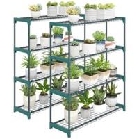 Outsunny 4-Tier Plant Stand Indoor Outdoor Set of 2 Metal Shelf Refurbished