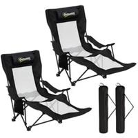 Outsunny Camping Chair Reclining Folding Portable Black Refurbished
