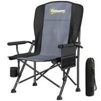 Outsunny Camping Chair Padded with Side Pocket Black, Refurbished