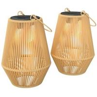 Outsunny Rattan Hanging Solar Lights Outdoor Garden Lantern Set of 2 Refurbished