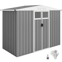 Outsunny 8 x 4 ft Garden Storage Shed, Outdoor Metal Shed, Light Grey