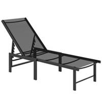Outsunny Sun Lounger, 5-Level Reclining Sun Lounger Chair, Black, Refurbished