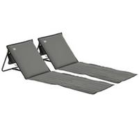 Outsunny Garden Beach Chair Mat Sun Lounger Seats w/ Adjustable Back Refurbished