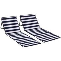 Outsunny Garden Beach Chair Mat Sun Lounger Seats w/ Adjustable Back Refurbished