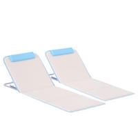 Outsunny 2 Pieces Outdoor Beach Mat, Reclining Chair Set w/ Pillow Refurbished