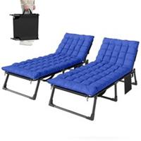 Outsunny Folding Sun Loungers Set of 2, Oversized Camping Bed, Refurbished