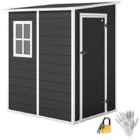 Outsunny Lean to Garden Shed, Plastic Tool Storage House Lockable Refurbished