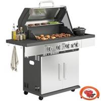 Outsunny 4+1 Burner Gas BBQ Grill, Portable Gas Barbecue Grill, Refurbished