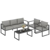 Outsunny Patio Furniture Set Aluminium Frame Dark Grey Refurbished