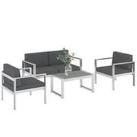 Outsunny 4 Seater Aluminium Garden Furniture Sofa Set w/ Cushions Refurbished