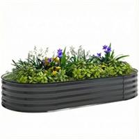 Outsunny Galvanised Raised Garden Bed Planter Box, Grey, Refurbished