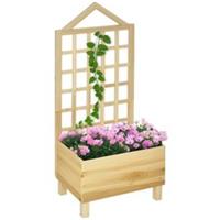 Outsunny Wooden Garden Planters w/ Trellis for Vine Climbing Plants Refurbished