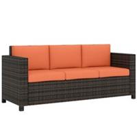 Outsunny Rattan Wicker 3-seater Sofa Chair Patio Furniture, Orange, Refurbished