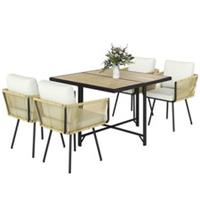 Outsunny 5 Piece Garden Furniture Set, Garden Dining Set w/ 4 Chairs Refurbished