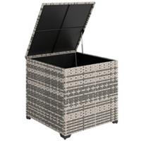 Outsunny 253L Garden Storage Box, Rattan Deck Box with Liner, Grey Refurbished