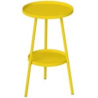Outsunny Round Garden Table, 2-Tier Metal Patio Table Coffee Table, Refurbished