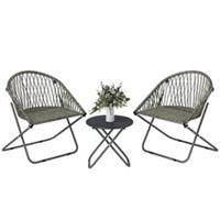 Outsunny Outdoor Bistro Set, Folding Table & Rattan Chairs for 2, Refurbished