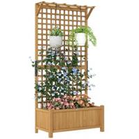 Outsunny Wood Planter with Trellis for Climbing Plants Planter Box Refurbished