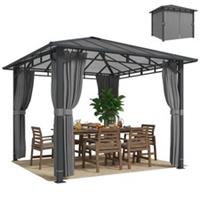 Outsunny 3x3 m Hardtop Gazebo with PC Roof Aluminium Garden Gazebo Refurbished
