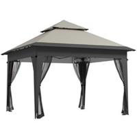 3x3m Pop Up Gazebo with Mosquito Netting Shelter, Grey, Refurbished