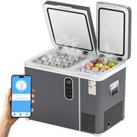 Outsunny 45L Compressor Car Fridge, Dual Zone Camping Refrigerator, Grey