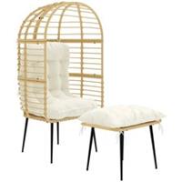 Outsunny Standing Egg Chair Lounge Chair with Footstool, Cushion, Beige