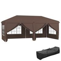 3x6m Height Adjustable Pop Up Gazebo with Bag, Brown, Refurbished