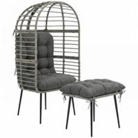 Outsunny Standing Egg Chair Lounge Chair with Footstool, Cushion, Light Grey