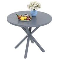 Steel Frame Wood Effect Garden Balcony Table, Dark Grey, Refurbished