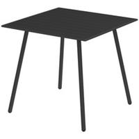 4-Seater Garden Table Steel Frame Slat Top, Black, Refurbished