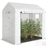 Walk-In Garden Greenhouse with Mesh Windows, White, Refurbished