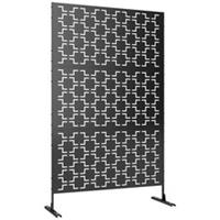 6.5FT Grid Style Metal Outdoor Privacy Screen Panel, Black, Refurbished