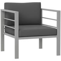 Outdoor Aluminium Armchair with Soft Cushion, Charcoal Grey, Refurbished