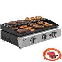 3-Burner Grease Cup Tabletop Outdoor Gas BBQ Grill, Black, Refurbished
