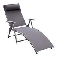 7-Position Foldable Textilene Sun Lounger with Pillow, Grey, Refurbished