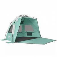 Outsunny UPF15+ 2-3 Person Pop-Up Beach Tent w/ Carry Bag, Green, Refurbished
