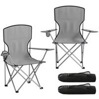 Outsunny 2PCS Portable Foldable Outdoor Camping Chairs, Grey, Refurbished