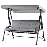 Outsunny 3-Person Padded Metal Porch Swing Bench, Grey, Refurbished