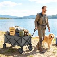 Outsunny Folding Wagon Garden Cart Collapsible Camping Trolley Refurbished