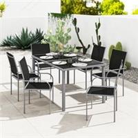 Outsunny 7 Piece Garden Dining Set, Steel Outdoor Table & Chairs Refurbished