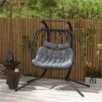 Outsunny PE Hanging Swing Chair w/Thick Cushion, Patio Hanging Chair Refurbished