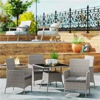 Outsunny Rattan Outdoor Dining Table and Chairs for 4, Refurbished