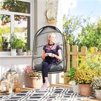 Outsunny Rattan Egg Chair with Installation Kit, Swing Chair Refurbished